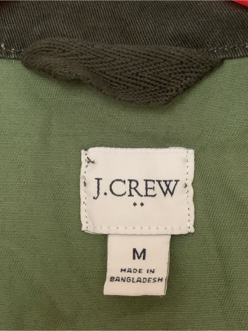 J.Crew Olive Utility Jacket Military Field Coat Gold Snap Cotton Size Medium M - Picture 3 of 13